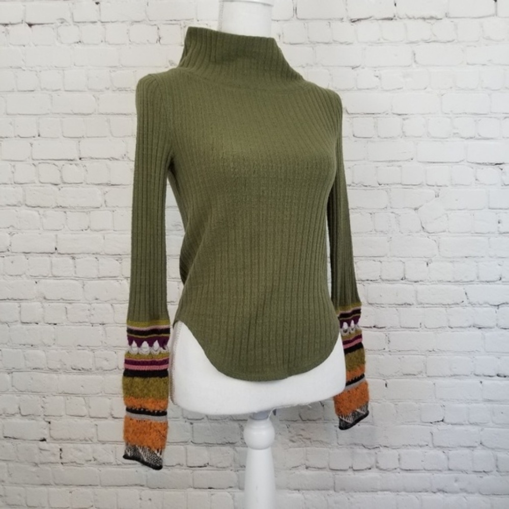 Free People Olive Green Knit Cuff Long Sleeve XS